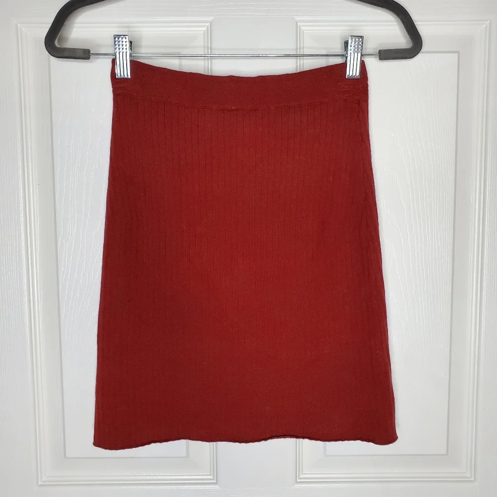 Free People Revolve Maroon Red High Rise Ribbed Knit Mod Wrap Skirt
